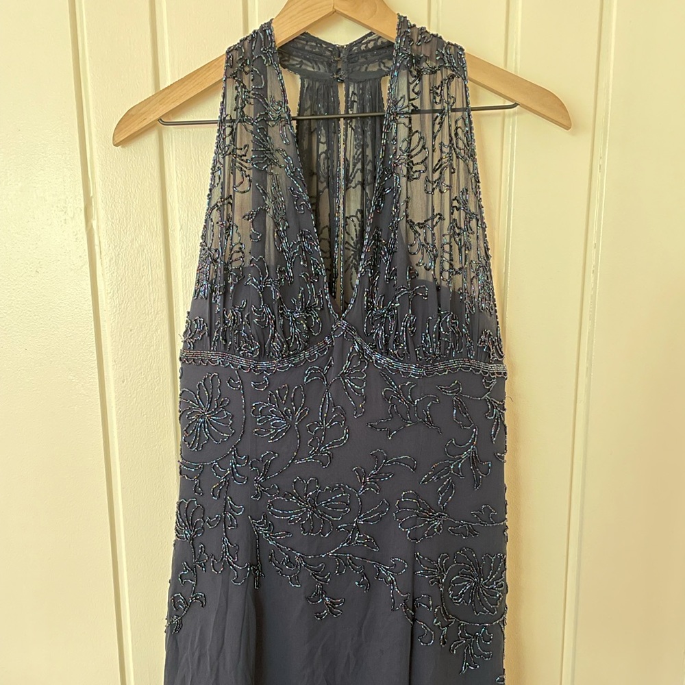Black Tie Oleg Cassini Beaded Navy Gown.
